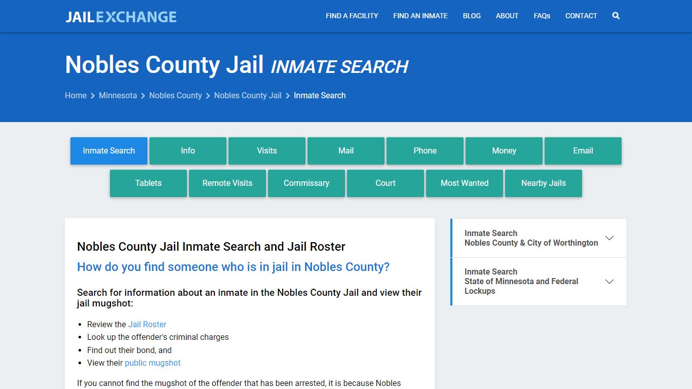 Nobles County Jail Inmate Search - Jail Exchange